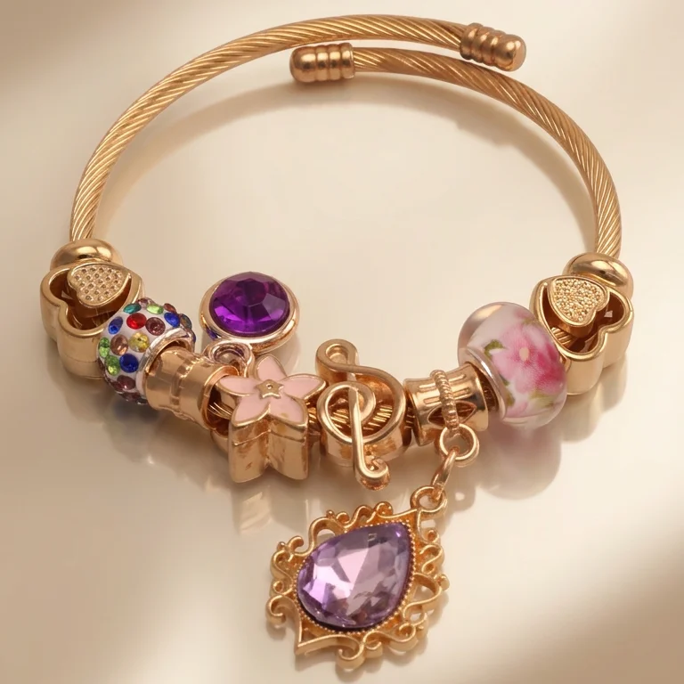 Pul. tipo pan. diamante morado rodio graduable - PAN005 - Foto 1